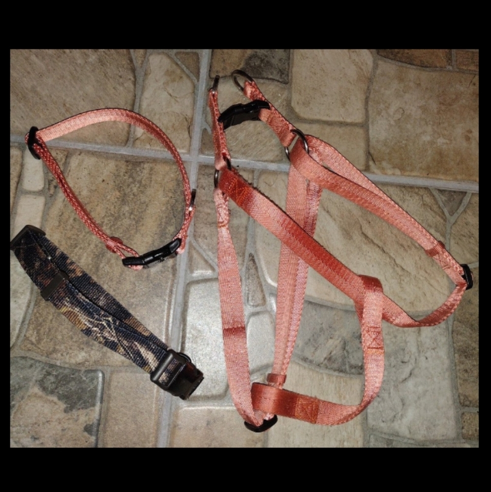 Youly Matching Dog Harness & Collar Set plus 1 Camo Collar for Large Dogs